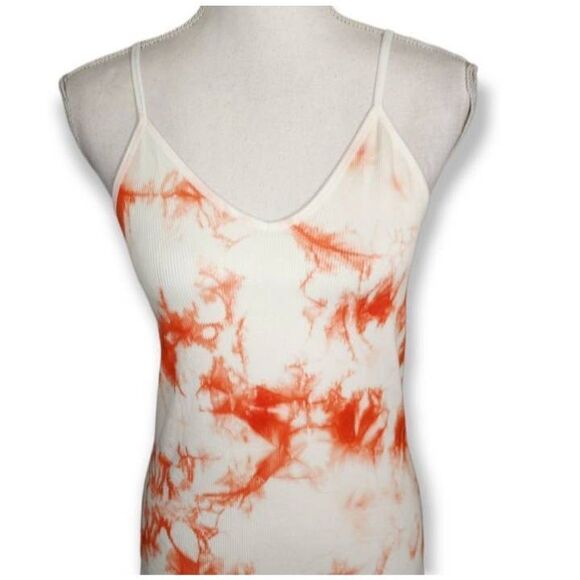 CHARLOTTE RUSSE RIBBED ORANGE & WHITE TIE DYE DRESS SZ.XL NWT. - Picture 3 of 10